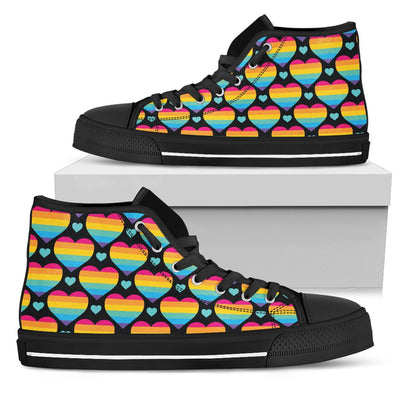 Rainbow Heart Print Pattern Women High Top Shoes