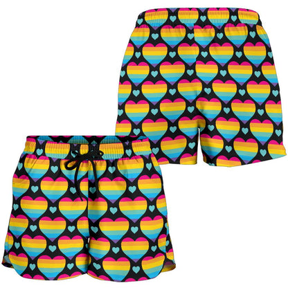 Rainbow Heart Print Pattern Women Shorts-JTAMIGO.COM