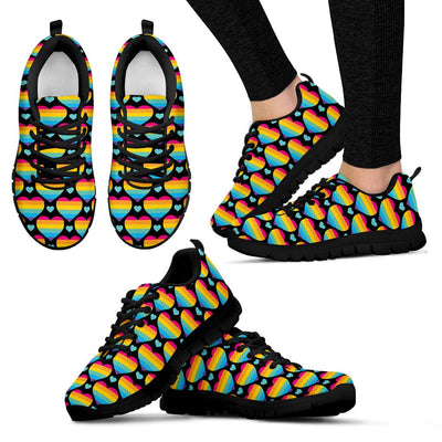 Rainbow Heart Print Pattern Women Sneakers Shoes