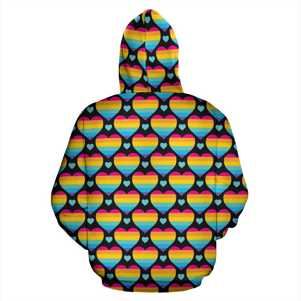 Rainbow Heart Print Pattern Zip Up Hoodie