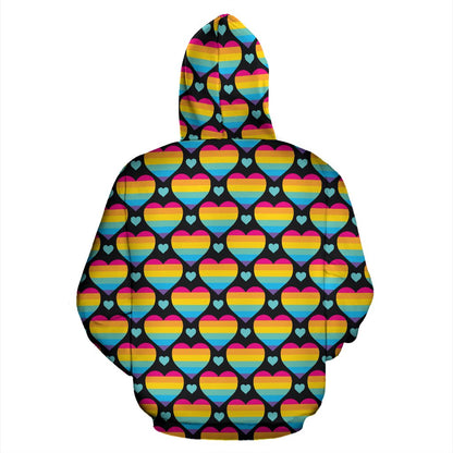 Rainbow Heart Print Pattern Zip Up Hoodie