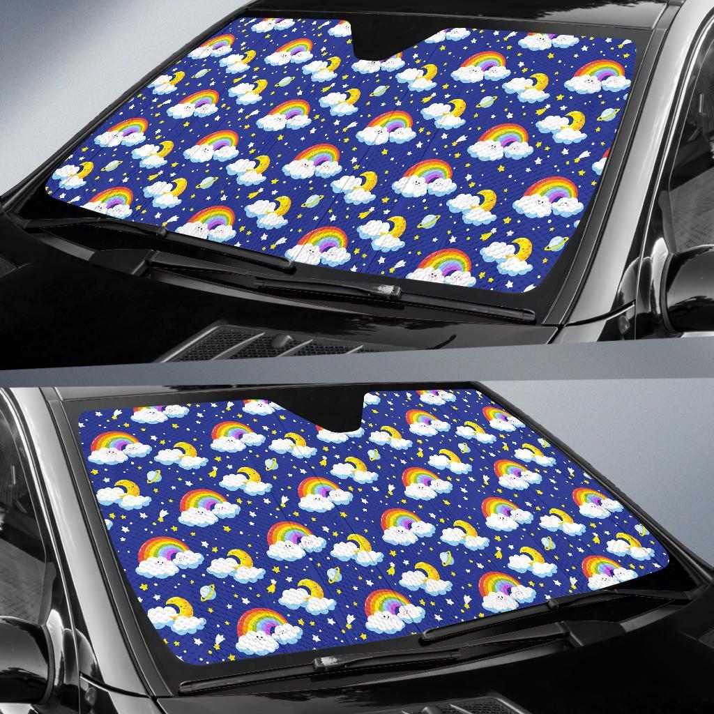 Rainbow Space Design Print Car Sun Shade For Windshield