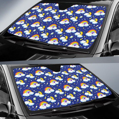Rainbow Space Design Print Car Sun Shade For Windshield