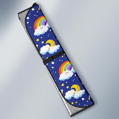 Rainbow Space Design Print Car Sun Shade For Windshield