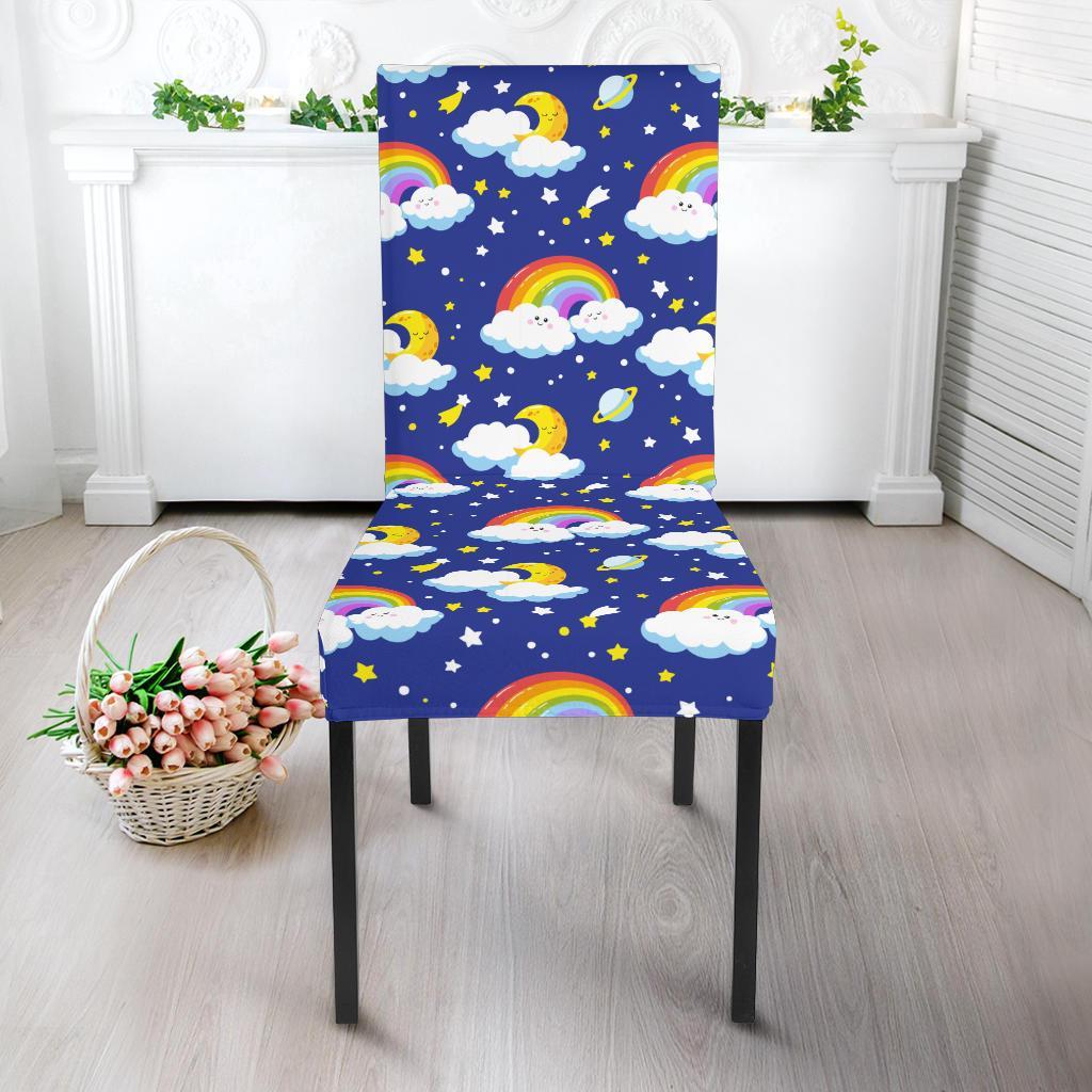 Rainbow Space Design Print Dining Chair Slipcover-JTAMIGO.COM