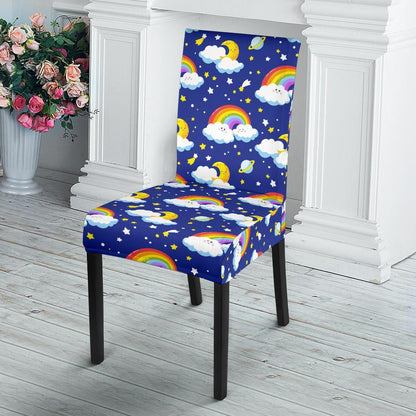 Rainbow Space Design Print Dining Chair Slipcover-JTAMIGO.COM