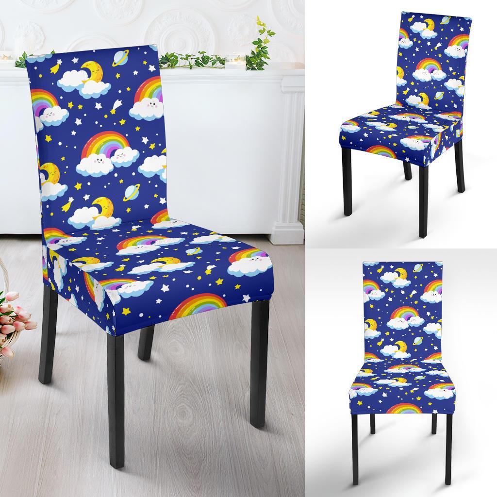 Rainbow Space Design Print Dining Chair Slipcover-JTAMIGO.COM