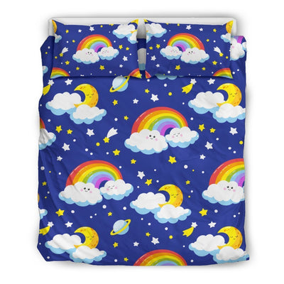 Rainbow Space Design Print Duvet Cover Bedding Set