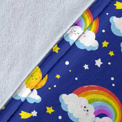Rainbow Space Design Print Fleece Blanket