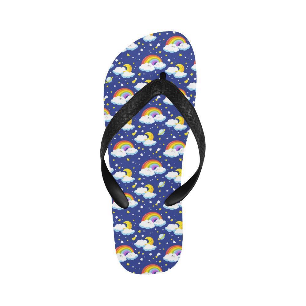 Rainbow Space Design Print Flip Flops-JTAMIGO.COM