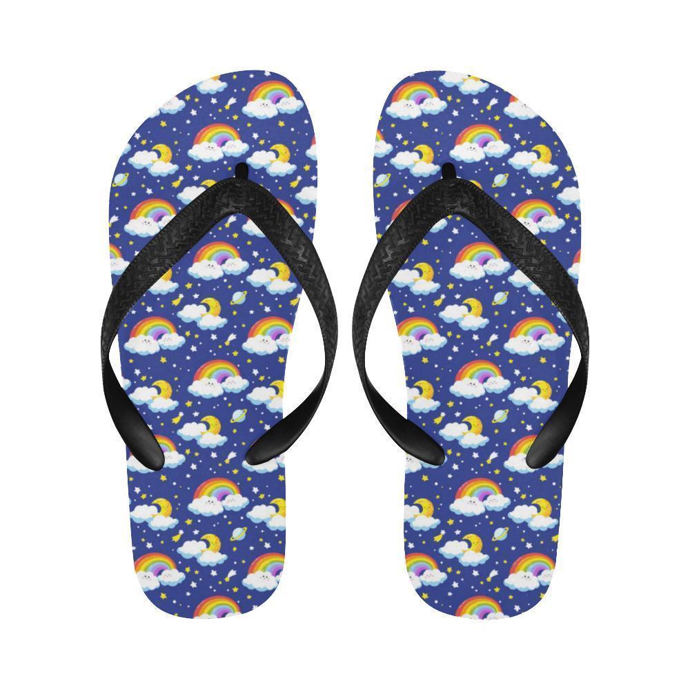 Rainbow Space Design Print Flip Flops-JTAMIGO.COM
