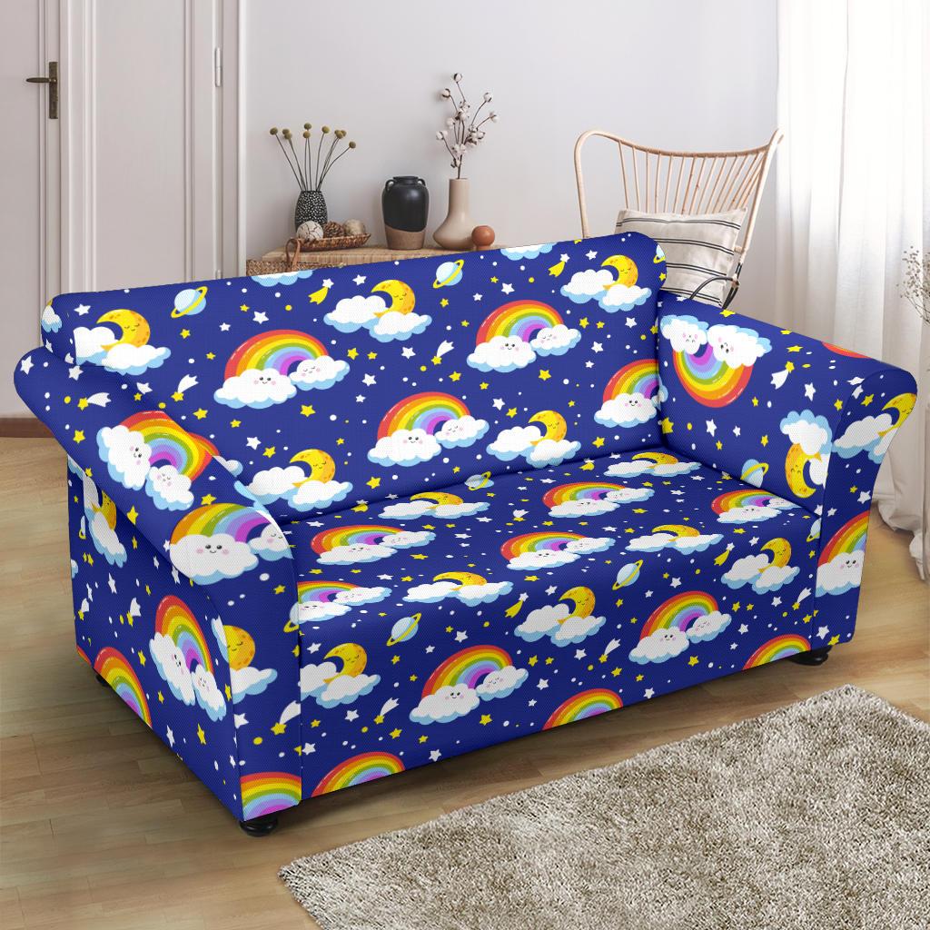 Rainbow Space Design Print Loveseat Slipcover-JTAMIGO.COM