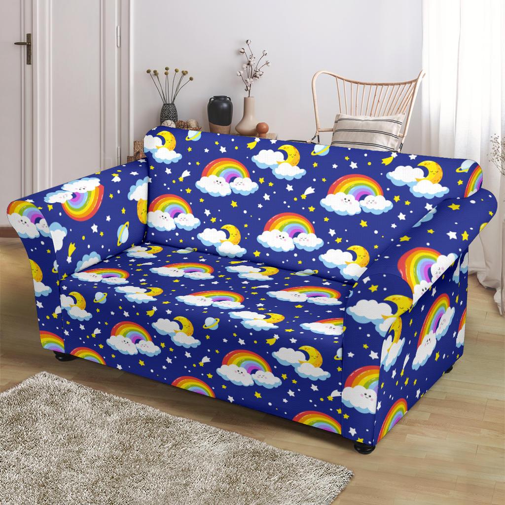 Rainbow Space Design Print Loveseat Slipcover-JTAMIGO.COM