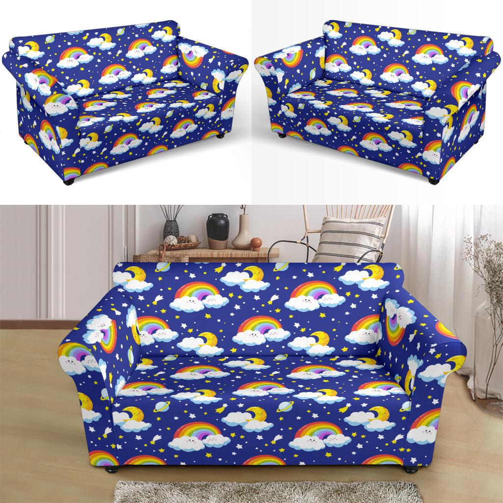 Rainbow Space Design Print Loveseat Slipcover-JTAMIGO.COM