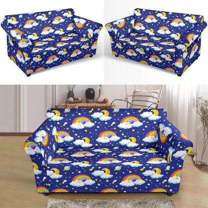 Rainbow Space Design Print Loveseat Slipcover-JTAMIGO.COM