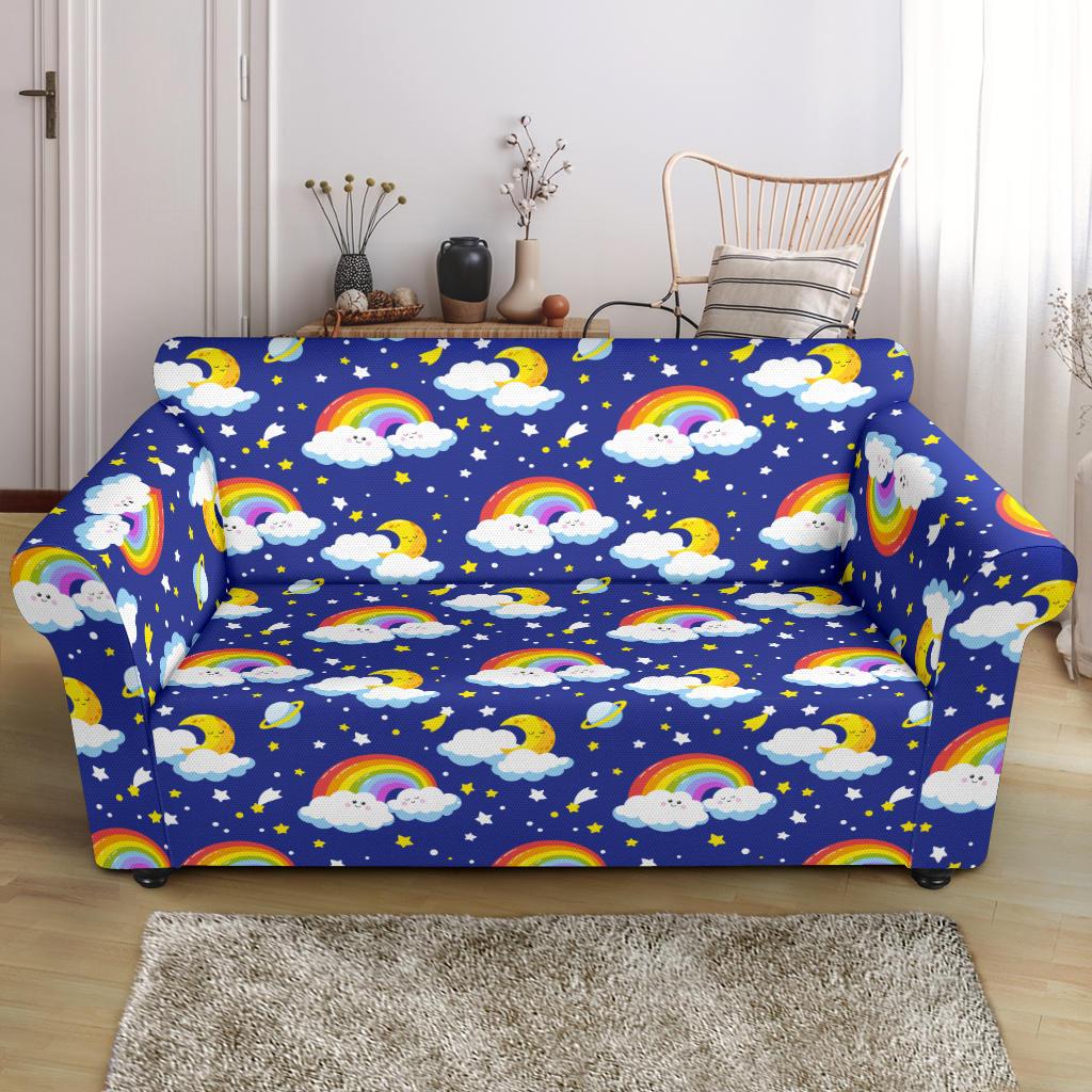 Rainbow Space Design Print Loveseat Slipcover-JTAMIGO.COM