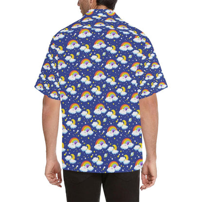 Rainbow Space Design Print Men Aloha Hawaiian Shirt