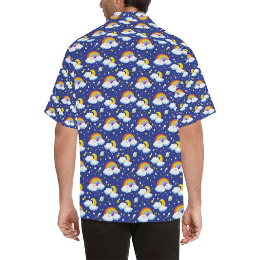 Rainbow Space Design Print Men Aloha Hawaiian Shirt