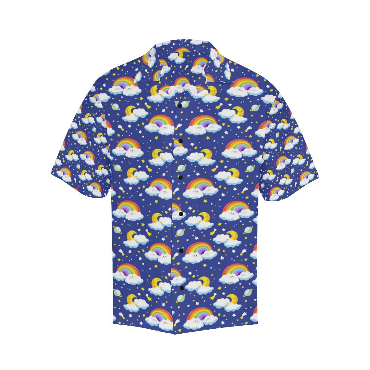 Rainbow Space Design Print Men Aloha Hawaiian Shirt