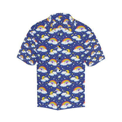 Rainbow Space Design Print Men Aloha Hawaiian Shirt