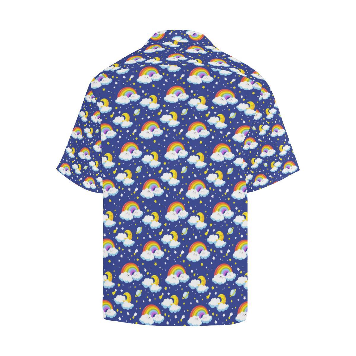 Rainbow Space Design Print Men Aloha Hawaiian Shirt