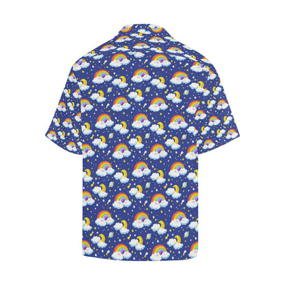Rainbow Space Design Print Men Aloha Hawaiian Shirt