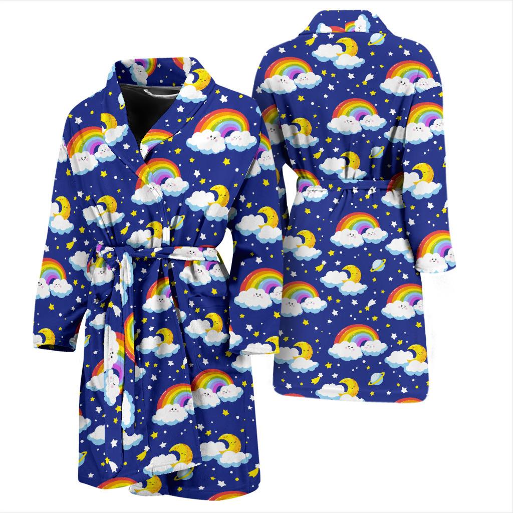 Rainbow Space Design Print Men Bath Robe-JTAMIGO.COM