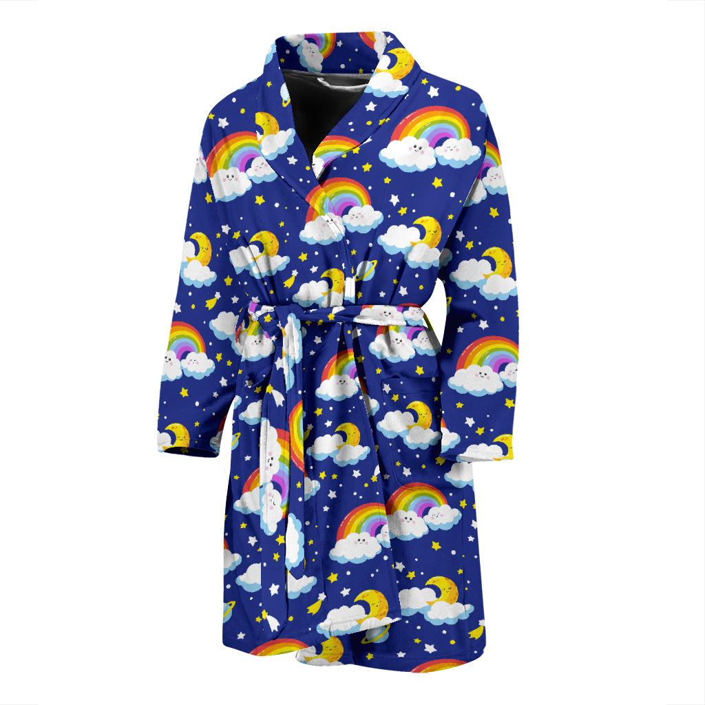 Rainbow Space Design Print Men Bath Robe-JTAMIGO.COM