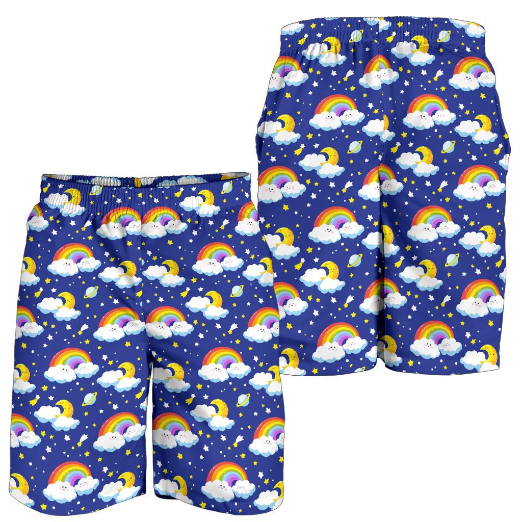 Rainbow Space Design Print Mens Shorts-JTAMIGO.COM