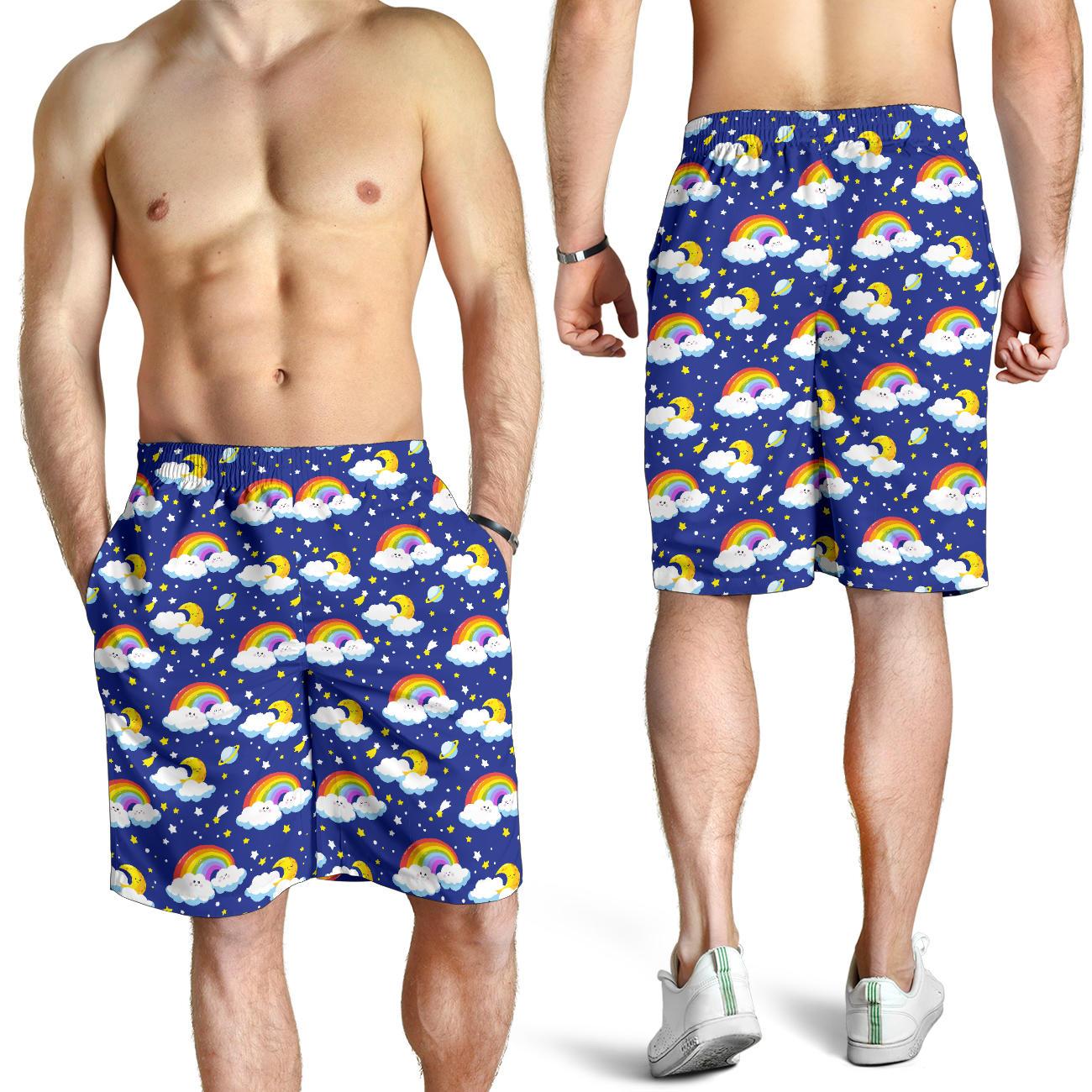 Rainbow Space Design Print Mens Shorts-JTAMIGO.COM
