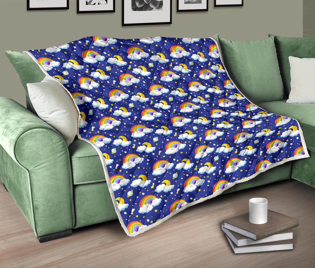Rainbow Space Design Print Premium Quilt-JTAMIGO.COM