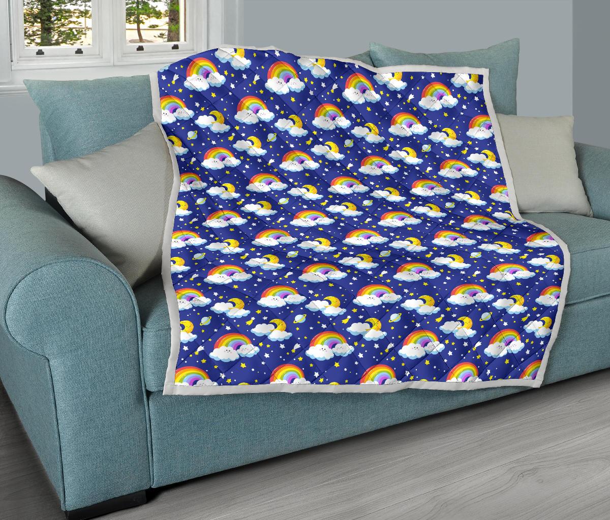 Rainbow Space Design Print Premium Quilt-JTAMIGO.COM