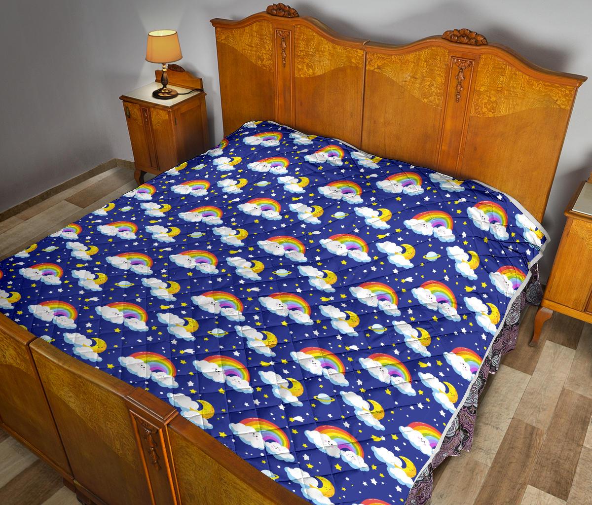 Rainbow Space Design Print Premium Quilt-JTAMIGO.COM