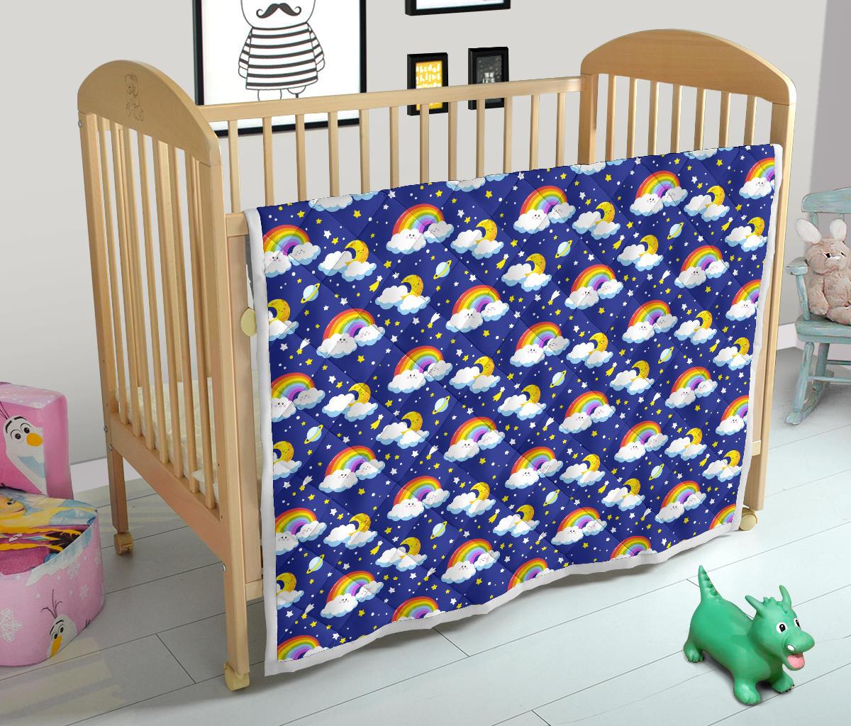 Rainbow Space Design Print Premium Quilt-JTAMIGO.COM