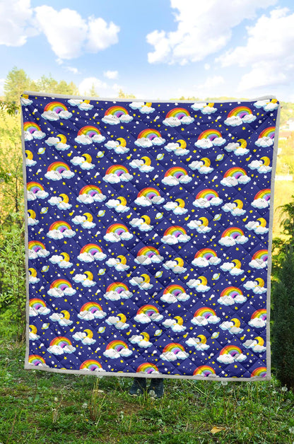 Rainbow Space Design Print Premium Quilt-JTAMIGO.COM