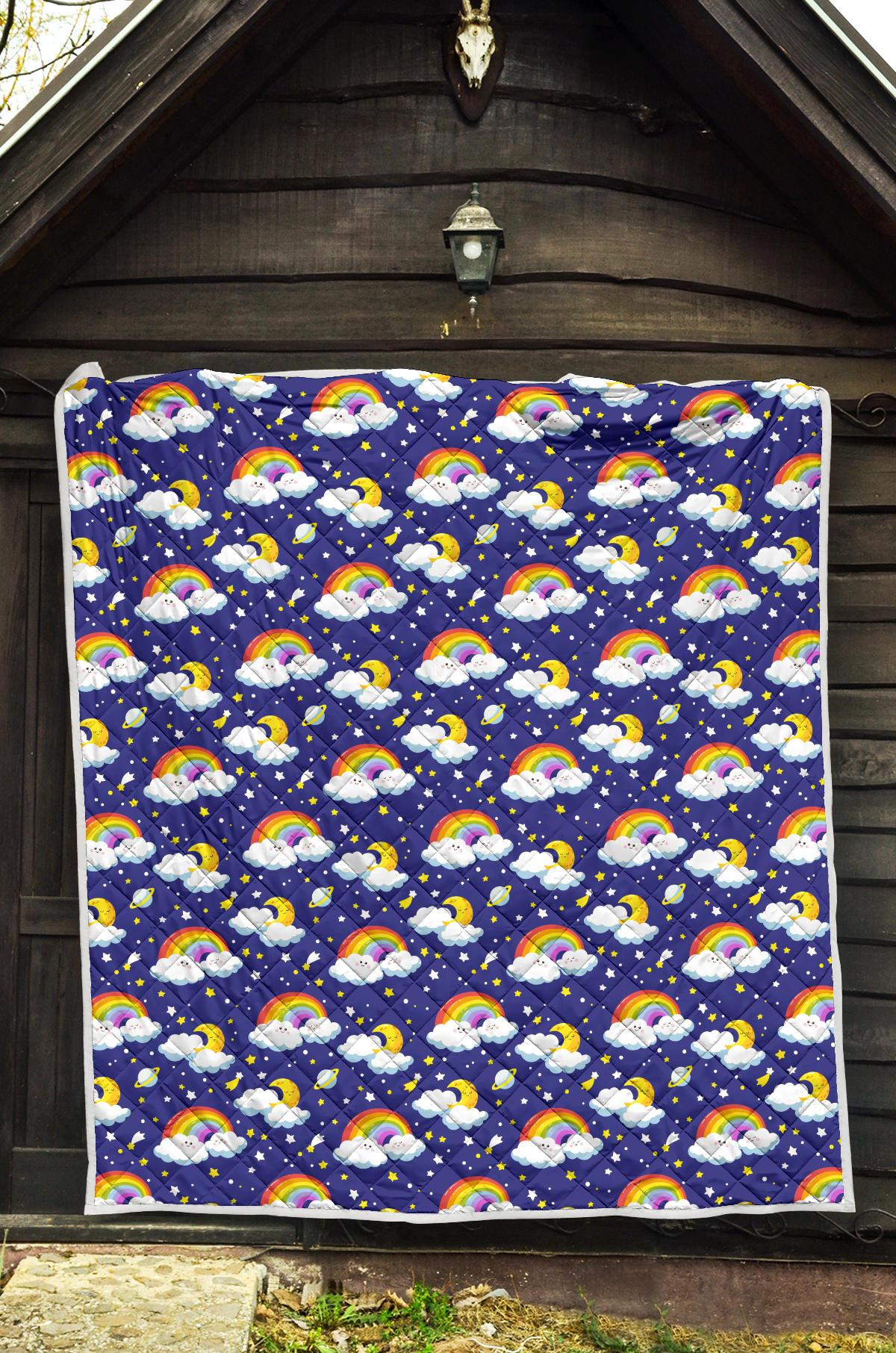 Rainbow Space Design Print Premium Quilt-JTAMIGO.COM