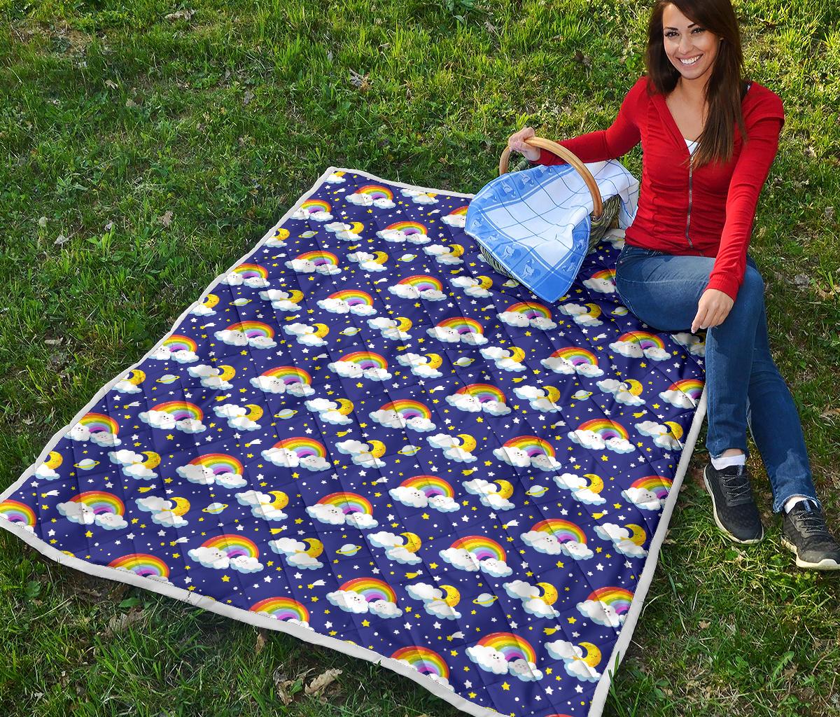 Rainbow Space Design Print Premium Quilt-JTAMIGO.COM