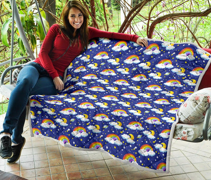 Rainbow Space Design Print Premium Quilt-JTAMIGO.COM