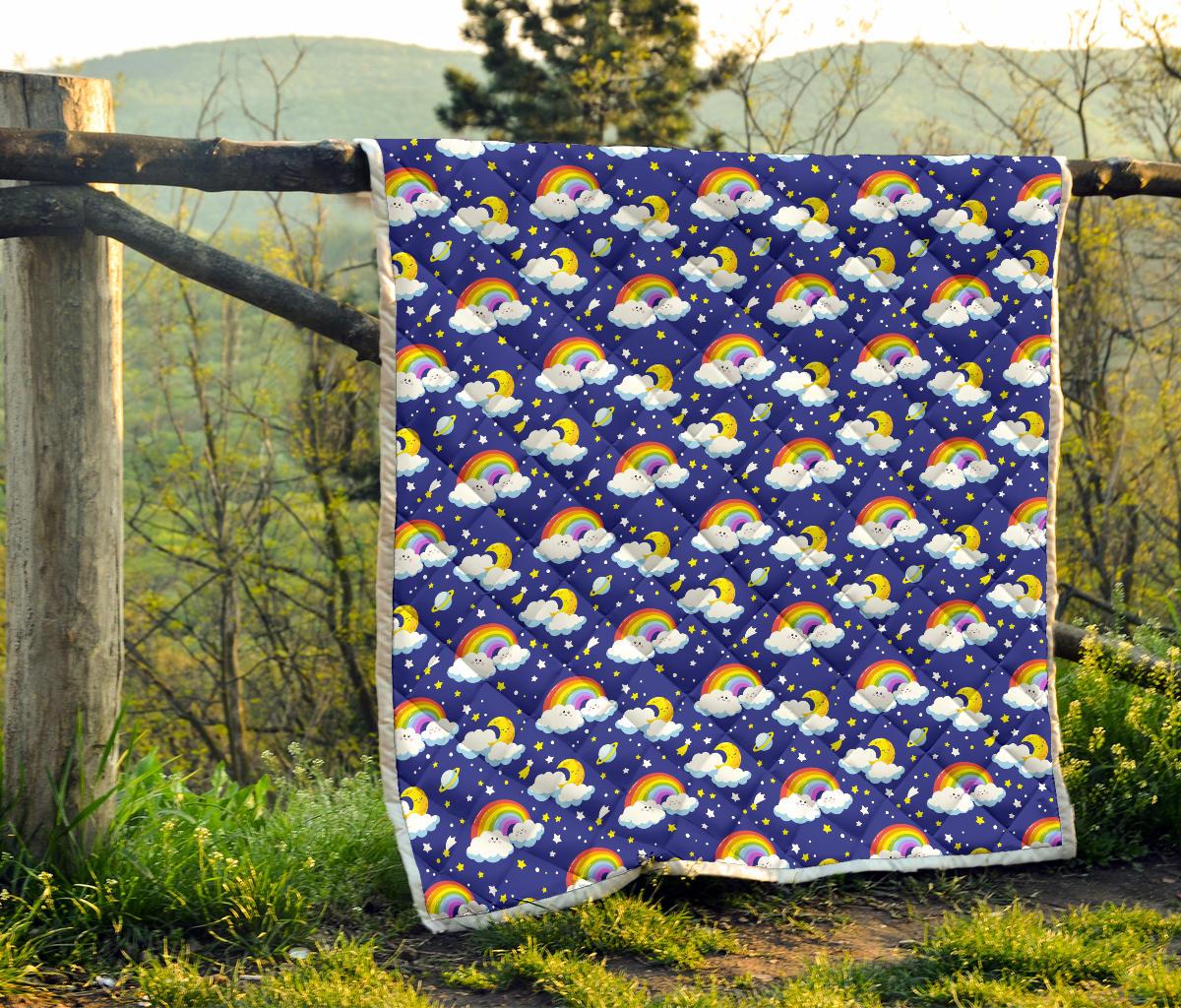 Rainbow Space Design Print Premium Quilt-JTAMIGO.COM