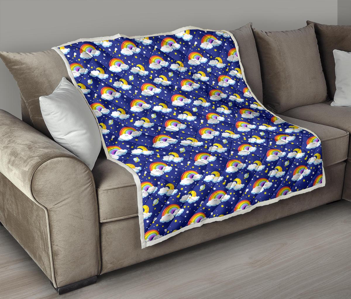 Rainbow Space Design Print Premium Quilt-JTAMIGO.COM