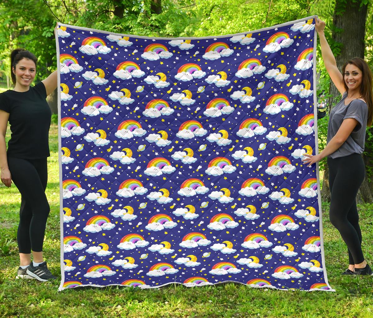 Rainbow Space Design Print Premium Quilt-JTAMIGO.COM