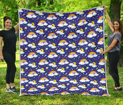 Rainbow Space Design Print Premium Quilt-JTAMIGO.COM