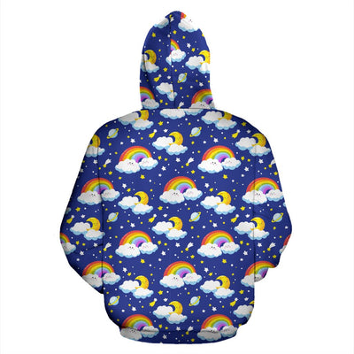 Rainbow Space Design Print Pullover Hoodie