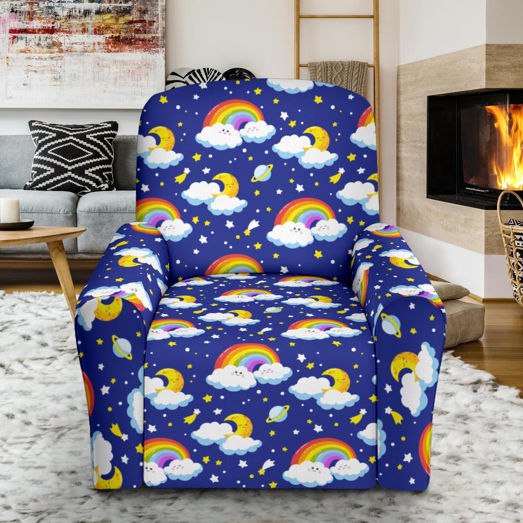 Rainbow Space Design Print Single Sofa Slipcover -JTAMIGO.COM