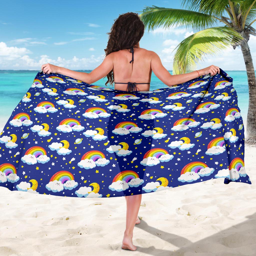 Rainbow Space Design Print Sarong Pareo Wrap