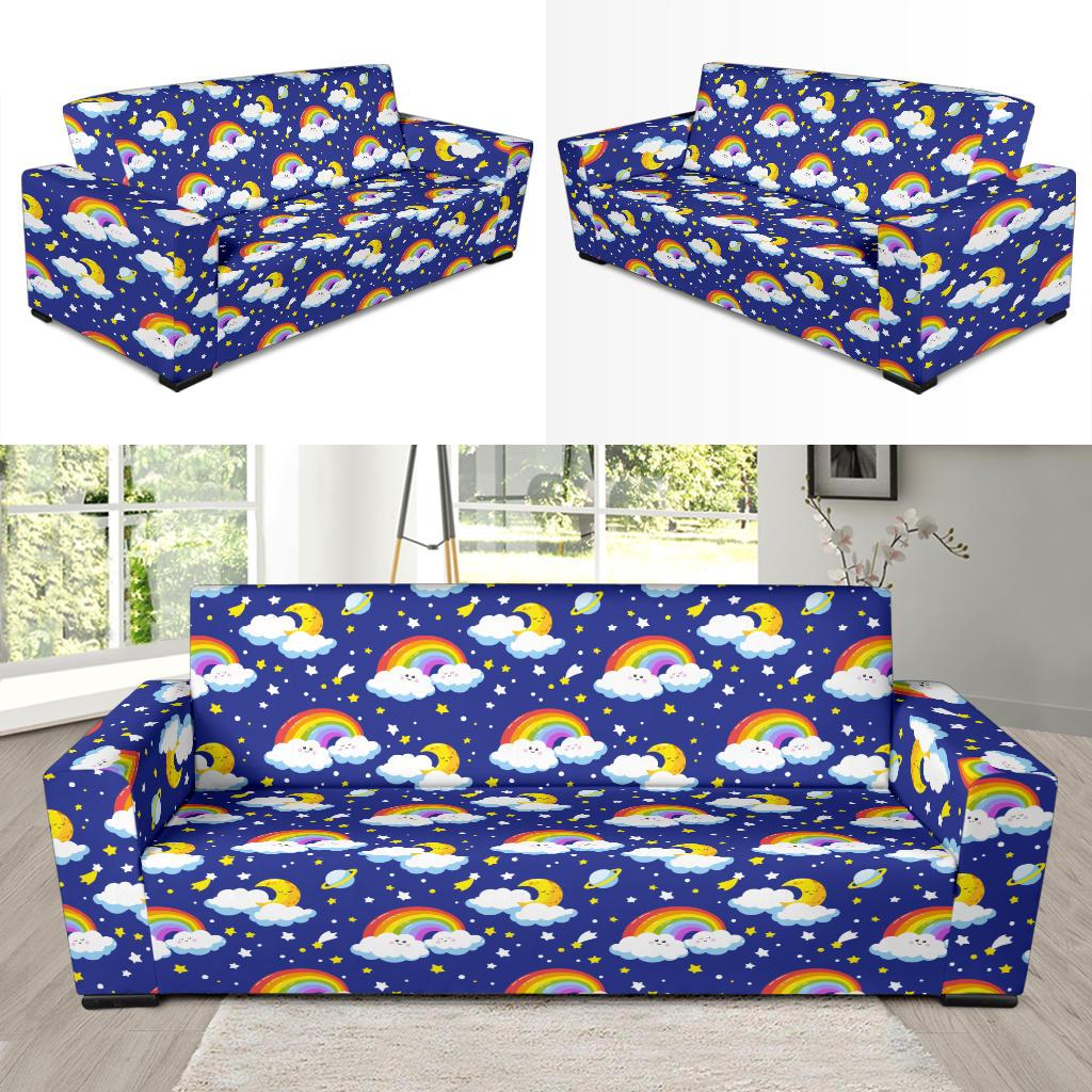 Rainbow Space Design Print Sofa Slipcover-JTAMIGO.COM