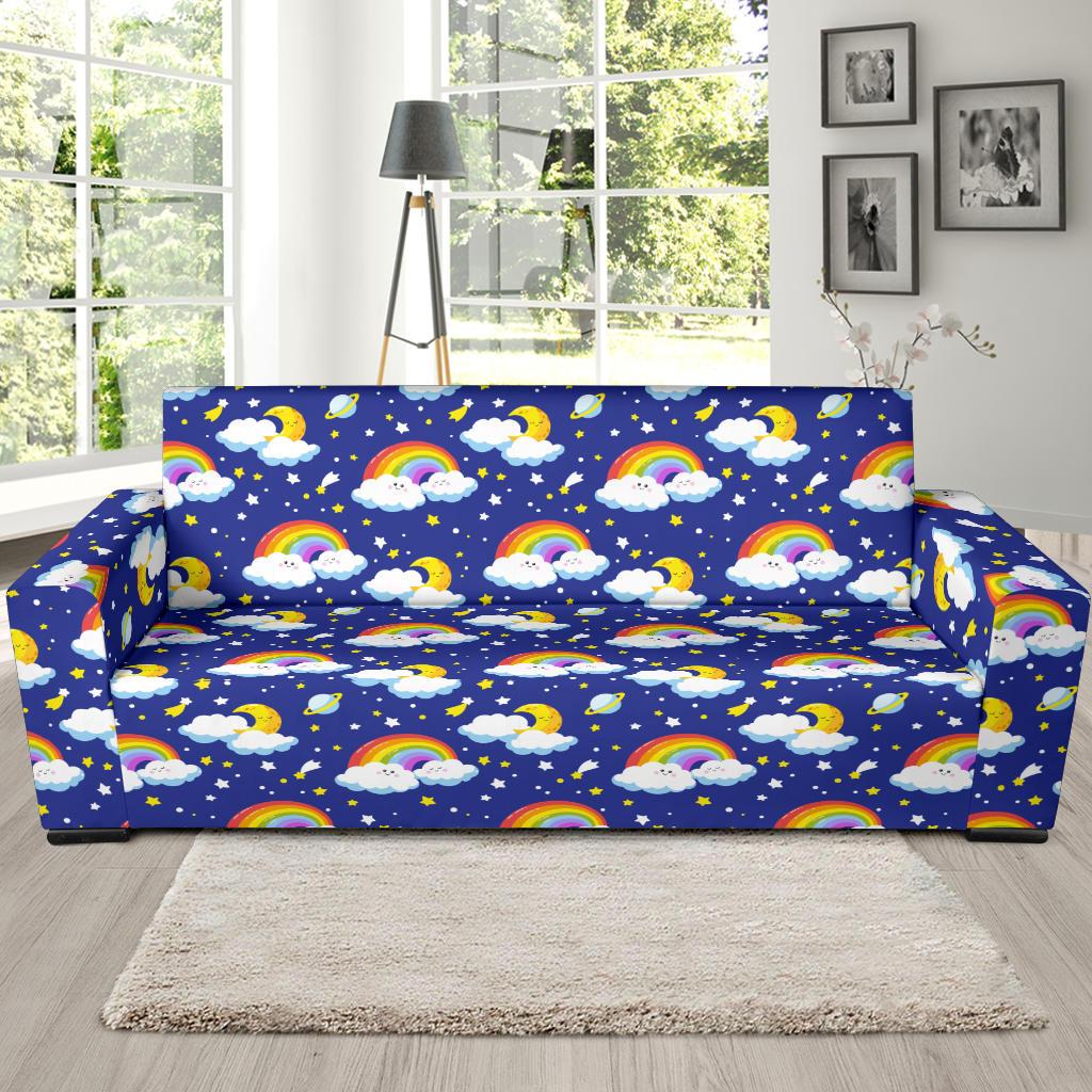 Rainbow Space Design Print Sofa Slipcover-JTAMIGO.COM