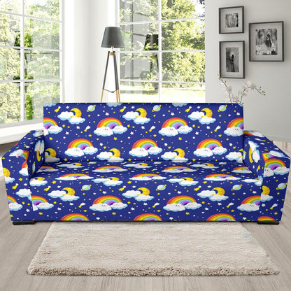 Rainbow Space Design Print Sofa Slipcover-JTAMIGO.COM