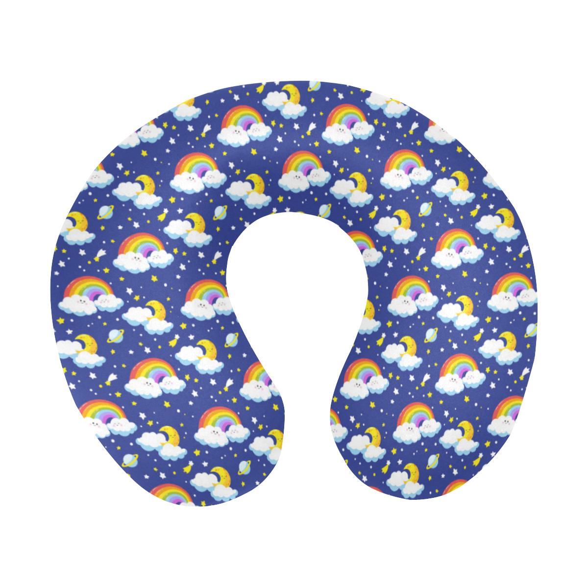 Rainbow Space Design Print U-Shaped Travel Neck Pillow-JTAMIGO.COM