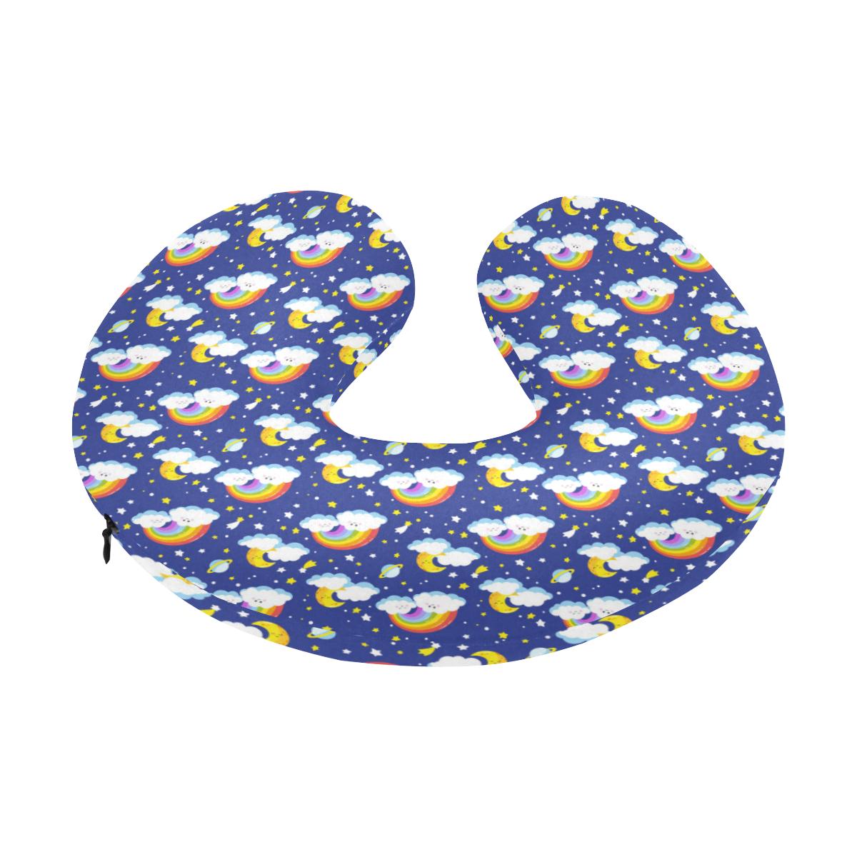 Rainbow Space Design Print U-Shaped Travel Neck Pillow-JTAMIGO.COM